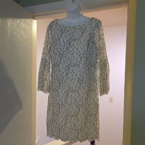 Eliza J Cream Lace Long Sleeve Dress